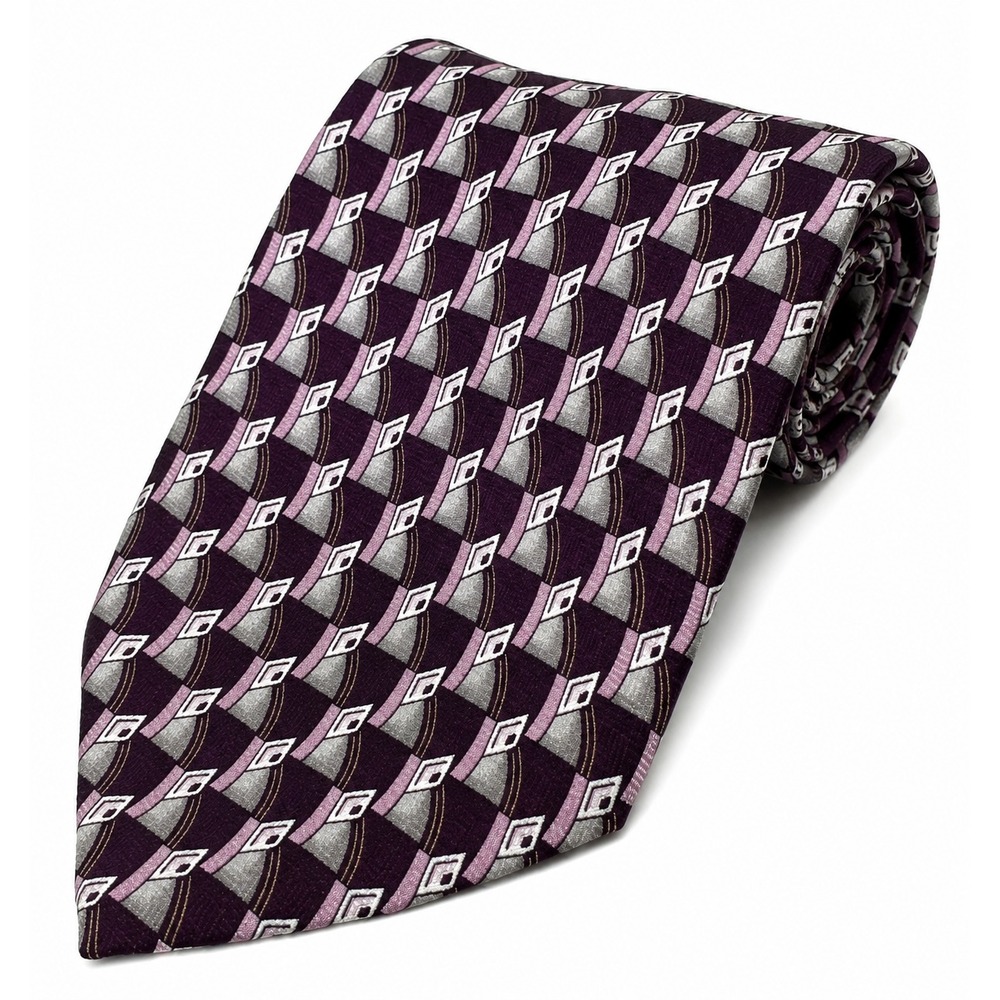 Stafford Men's Designer Burgundy Geometric Novelty Neck Tie 100% Silk Italy